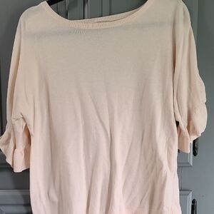 LOFT Pink Relaxed Ruffled Blouse
